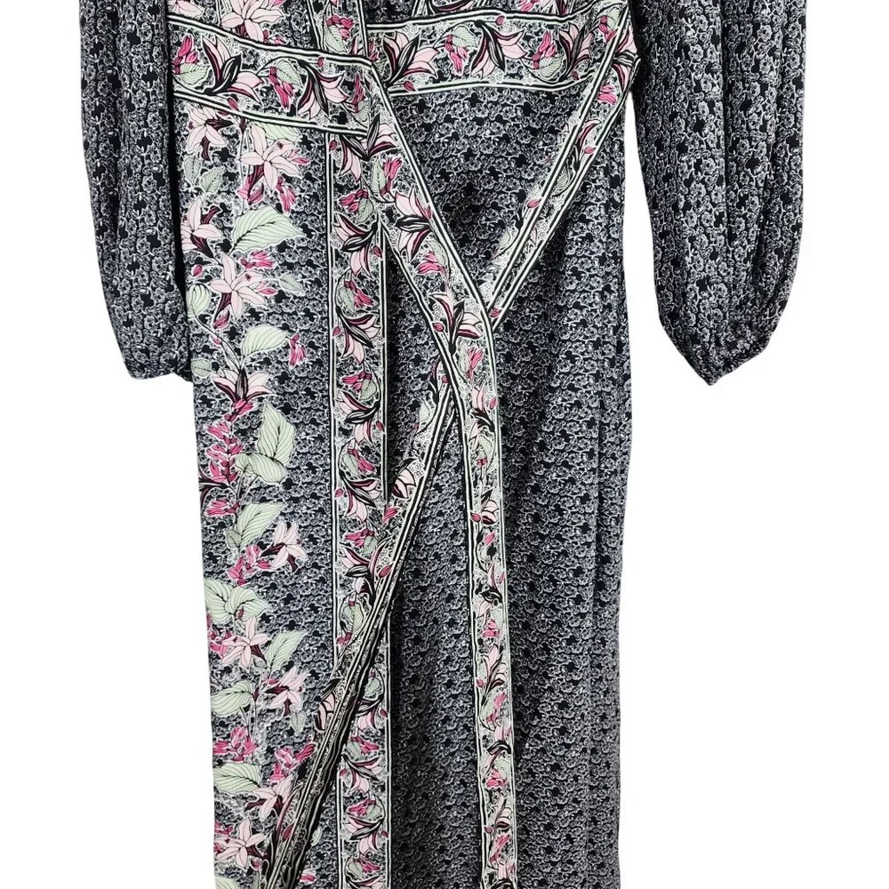 Max Studio London XS Floral Wrap Maxi Dress With Puff Sleeves - Picture 5 of 13